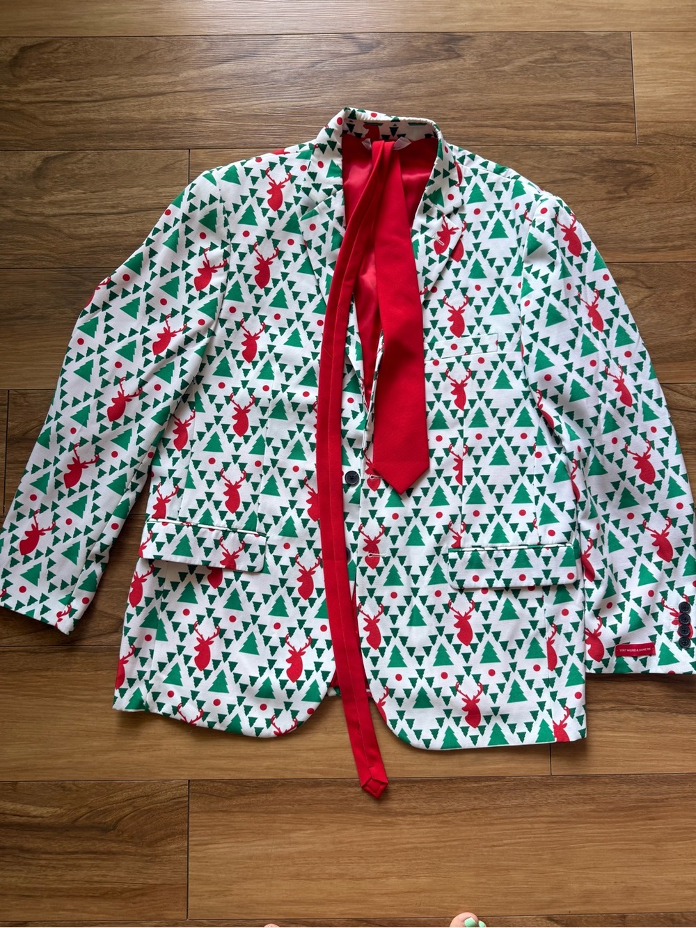 Shinesty Men’s Christmas Holiday Blazer with Matching Red Tie Size 48